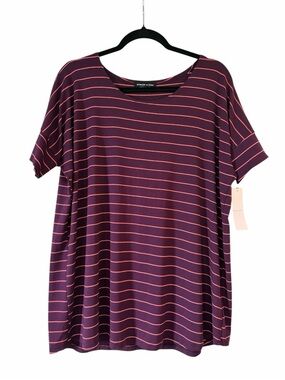 NWT always a.line Drop Shoulder Tunic Stripe Plum Small